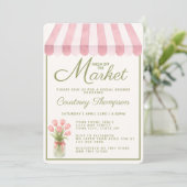 Trendy Roze Vers Net Op De Markt Bruidsfeest  Kaart (Staand voorkant)
