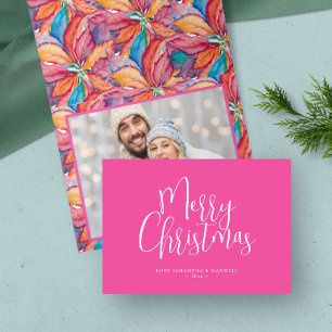 Trendy Roze Vrolijk Kerstfeest Feestdagen Kaart