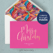 Trendy Roze Vrolijk Kerstfeest Folie Feestdagenkaart