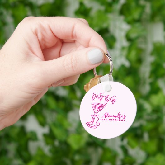 Trendy Roze Vuile Dertig 30e Verjaardag Sleutelhanger (Hand)