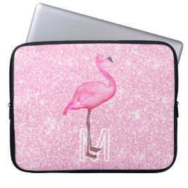 Trendy roze Waterverf Flamingo Tropical Laptop Sleeve