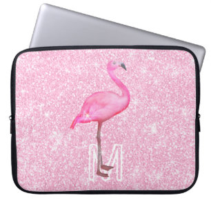Trendy roze Waterverf Flamingo Tropical Laptop Sleeve