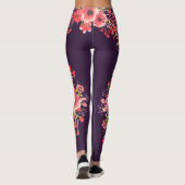 Trendy Roze Waterverf Flowers & Paarse Leggings (Achterkant)