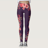 Trendy Roze Waterverf Flowers & Paarse Leggings (Voorkant)