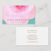 Trendy roze Waterverf Grote Floral Kunst Visitekaartje (Voorkant / Achterkant)