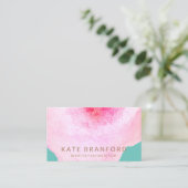 Trendy roze Waterverf Grote Floral Kunst Visitekaartje (Staand voorkant)