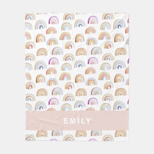 Trendy Roze Waterverf Rainbow Fleece Deken (Voorkant)