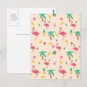 Trendy roze waterverf tropische flamingo floral briefkaart (Voorkant / Achterkant)