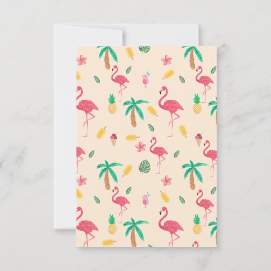 Trendy roze waterverf tropische flamingo floral kaart (Achterkant)