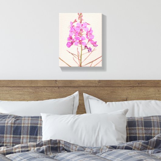 Trendy roze wilde bloemen boho bloemen moderne kun canvas afdruk (Insitu (Slaapkamer))