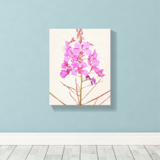 Trendy roze wilde bloemen boho bloemen moderne kun canvas afdruk (Insitu (Houten vloer))