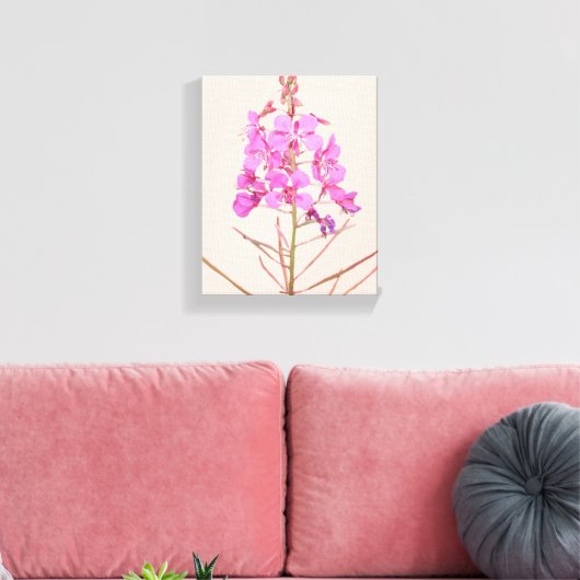 Trendy roze wilde bloemen boho bloemrijke moderne canvas afdruk (Insitu (Woonkamer))