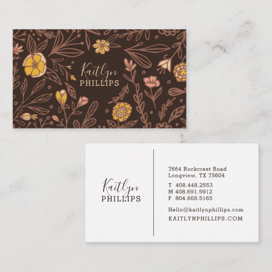 Trendy Roze Wildflower Bloempatroon Visitekaartje (Voorkant / Achterkant)