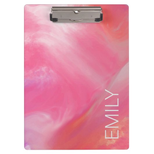 Trendy roze wit gemarmerd aquarel klembord (Voorkant)