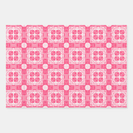 Trendy Roze Wit Vormen Geometrische Patroon Inpakpapier Vel