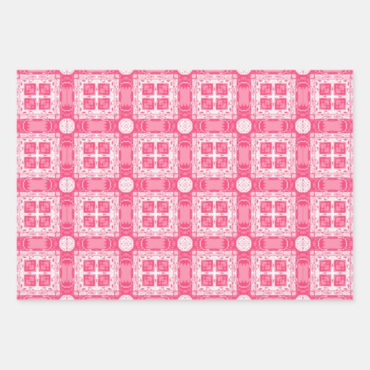 Trendy Roze Wit Vormen Geometrische Patroon Inpakpapier Vel (Voorkant)
