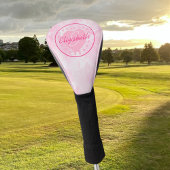 Trendy Roze Wit Waterverf Naam Monogram Golfheadcover