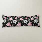 Trendy roze witte bloem body kussen (Achterkant)