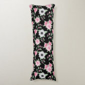 Trendy roze witte bloem body kussen (Voorkant Verticaal)