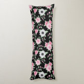 Trendy roze witte bloem body kussen (Achterkant (Verticaal))