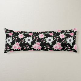 Trendy roze witte bloem body kussen