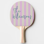 Trendy Roze Witte Strepen Aangepast Schrift Huweli Tafeltennisbatje (Achterkant)