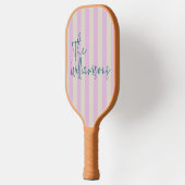 Trendy Roze Witte Strepen Custom Script Wedding Pickleball Paddle (Links)