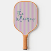 Trendy Roze Witte Strepen Custom Script Wedding Pickleball Paddle (Achterkant)