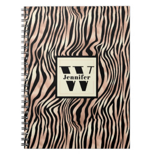 Trendy roze zebra afdrukken met afbeelding monogra notitieboek