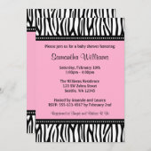 Trendy Roze Zebra Baby Shower Invitations Kaart (Voorkant / Achterkant)