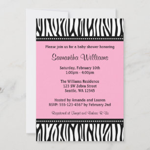 Trendy Roze Zebra Baby Shower Invitations Kaart