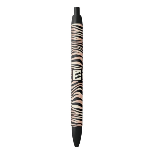 Trendy roze zebra print met afbeelding monogram zwarte inkt pen (Voorkant Verticaal)