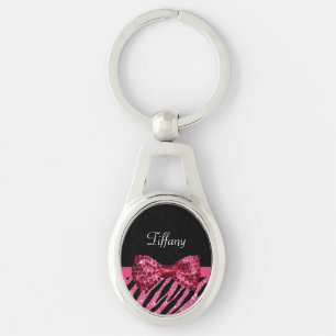 Trendy Roze Zebraprint NEPHOUTE Glitz Strik met na Sleutelhanger