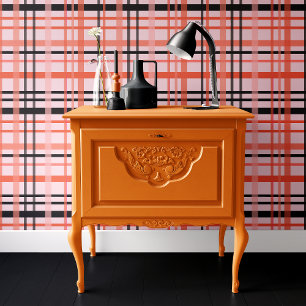 Trendy Roze & Zwart Halloween Plaid Behang