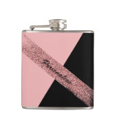 Trendy roze zwarte glitter - gepersonaliseerde gra heupfles (Voorkant)