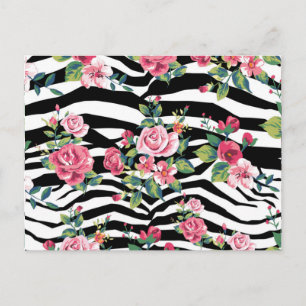 trendy  rozen en zebrastrips briefkaart