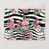 trendy  rozen en zebrastrips briefkaart (Voorkant)