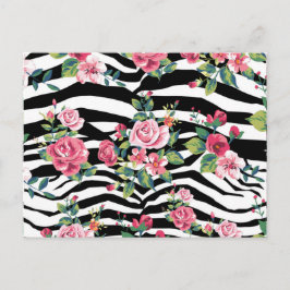 trendy  rozen en zebrastrips briefkaart