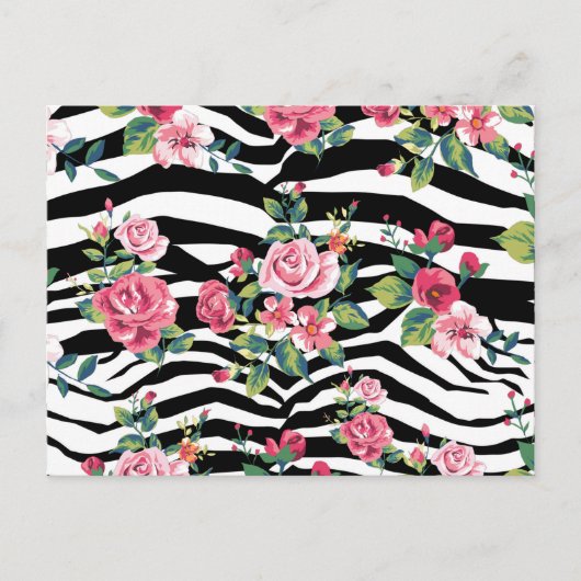 trendy  rozen en zebrastrips briefkaart (Voorkant)