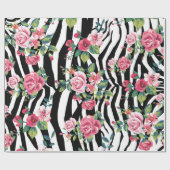 trendy  rozen en zebrastrips cadeaupapier (Vlak)