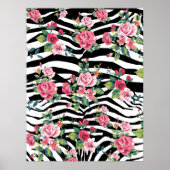 trendy  rozen en zebrastrips poster (Voorkant)