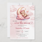 Trendy rozen gouden beer over het Baby shower Kaart (Voorkant)