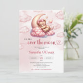 Trendy rozen gouden beer over het Baby shower Kaart (Staand voorkant)