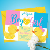Trendy Rubber Duck Gender Reveal Party Uitnodiging