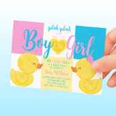 Trendy Rubber Duck Gender Reveal Party Uitnodiging