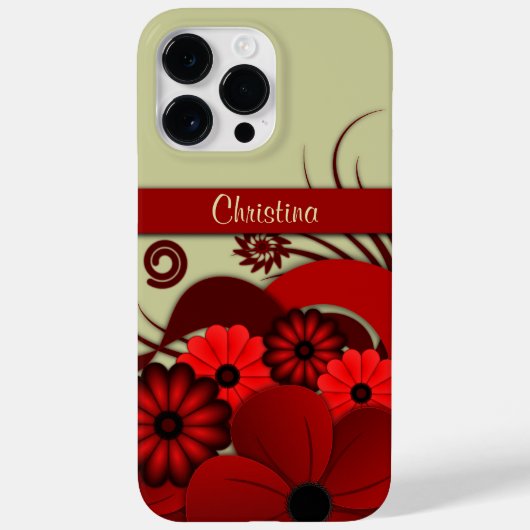 Trendy Ruby Red Floral Hibiscus Gothic Flowers Case-Mate iPhone Case (Achterkant)