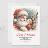 Trendy Rudolph Santa Claus Whimsical Christmas Feestdagenkaart (Voorkant)