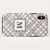 Trendy ruitmotief zilver rood grijs monogram Case-Mate iPhone case (Achterkant (horizontaal))