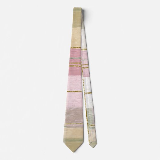 Trendy ruitpatroon roze groen stropdas (Voorkant)