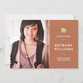 Trendy Rust Typography Photo Graduation Party Kaart (Voorkant)